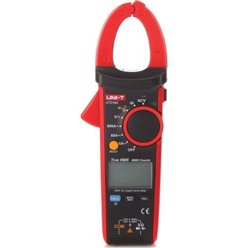 UNI T UT216A True RMS Clamp Meter Digital AC/DC Voltmeter 600A AC Ammeter Ohmmeter Capacitor tester V.F.C /NCV/Flashlight/Data H