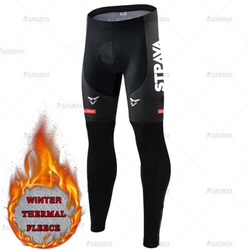 STRAVA Cycling Pants Winter Fleece Thermal Cycling Tights Men Cycling Bib Pants Windproof Bike Long Trousers With 5D Gel Padded
