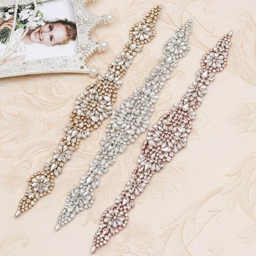 WENXI (5 pcs) Wholesale Handmade Sparkle Crystal Beads Rhinestone Appliques For Wedding Dress Belt Rose Gold Bridal Sash WX830