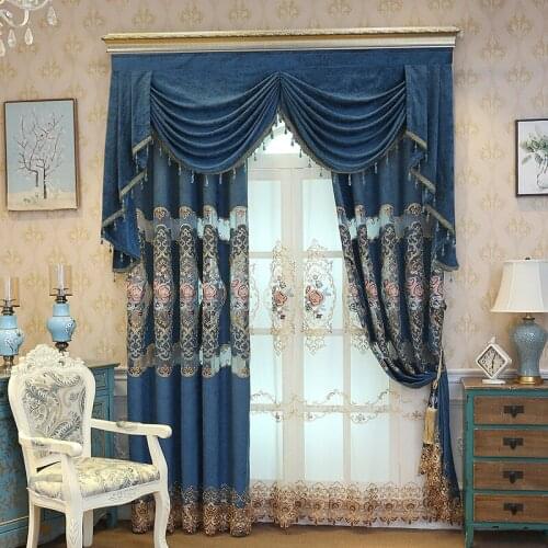 European Style Hollow Water-soluble Embroidered Curtain Nordic Curtains for Living Dining Room Bedroom Blackout Curtain Fabric