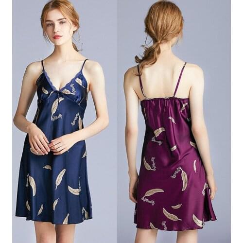 Ladies Sexy Silk Satin Night Dress Sleeveless Nighties V-neck Nightwear For Women Nightgown Nightdress Sleepwear