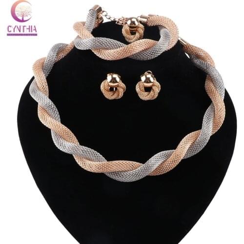 Women Exaggerated Big Choker Vintage Chunky Statement Chain Necklace Bracelet Earrings Ring Accessories Jewelry Sets