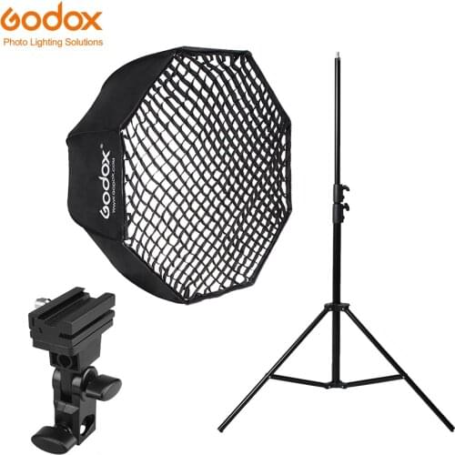 Godox 120cm Umbrella Octagonal Honeycomb Grid Softbox with 280cm Aluminum Light Stand,Holder Bracket Kit for Flash Speedlight