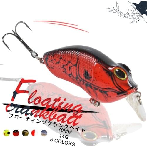 1PCS 70MM 14G Crankbait Floating Artificial Bait Wobblers Fishing Lures Minnow Popper Bait Swimbait Bass Pike Fishing Tackle