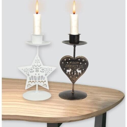 1pc Creative Candlestick Festive Candle Holder Reindeer Heart Star Atmosphere Maker Table Adornment Easter Christmas Eva Decor