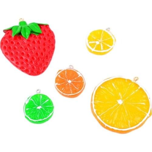 10pcs Lemon Orange Strawberry Shape Charms DIY Earring Making Pendants Cute Fruit Shape Summer Ear Jewelry Accessories for Women