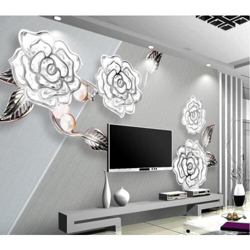3d wallpaper for room Boutique high-end relief three-dimensional flowers mural 3d paintings wallpaper 3d flower