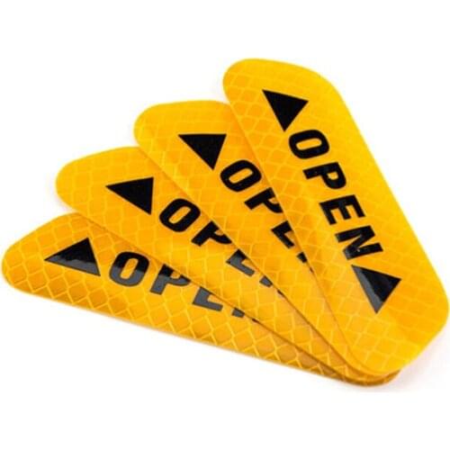 4Pcs Car Sticker Door Safety Warning Reflective Stickers Reflective Strip Waterproof Long-distance Warning Luminous