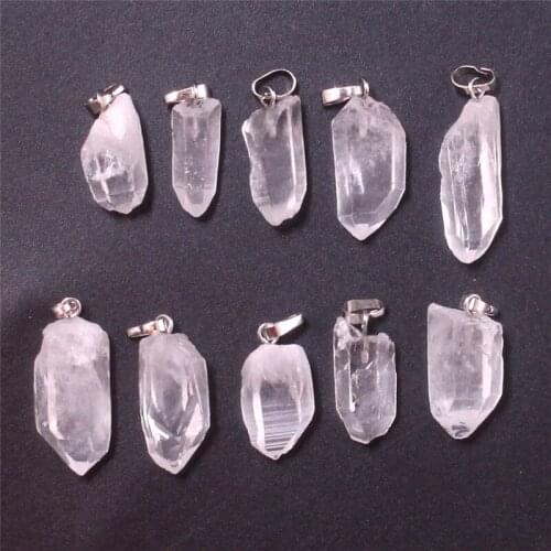 50pcs Trendy Clear Quartz Crystal Pendant Simple Style Natural Stone Semi-precious Necklace Pendants Beads Charm Jewelry Making
