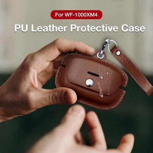PU Leather Protective Case For WF-1000XM4 Luxury Protective Cover Scratch-Resistant Case Earphone Accessories