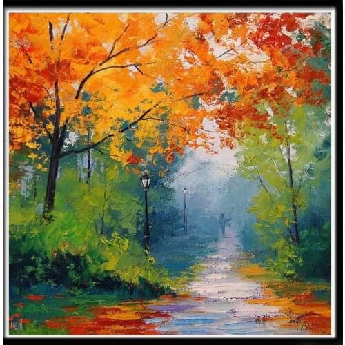 DIY 5D diamond painting forest on the road round diamond landscape embroidery mosaic home decoration pattern handmade