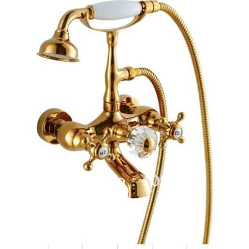 Free shipping gold finish faucet new design bathroom clawfoot faucet telephone faucet bathtub