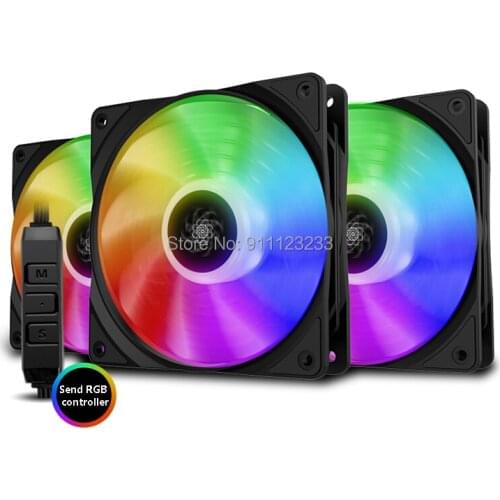 Deepcool CF120 chassis cooling fan, 3 in 1 kit 120mm ARGB silent colorful fans, mainboard synchronous wire control