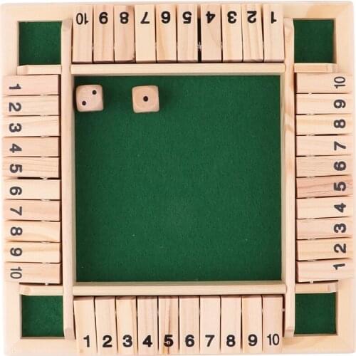 Wood Deluxe 4 Sided 10 Number Shut the Box Dice Board Game for Kids Adults KTV Pub Bar Party Indoor Entertainment