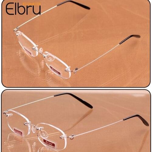 Elbru Ultralight Rimless Frameless Reading Glasses Women Men Clear Lens Anti-fatigue Computer Glasses Presbyopia Reader Glasses