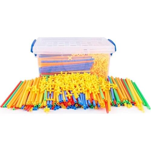 FBIL-4D DIY Straw Building Blocks Plastic Stitching Inserted Construction Assembled Blocks Bricks Educational Kids Toys