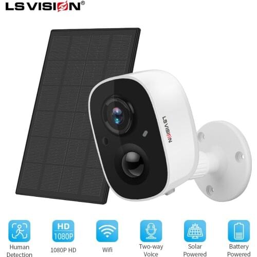 LSVISION 1080P Outdoor Solar Camera Wifi Wireless Rechargeable Battery IP Camera PIR Motion Sensor Security Video Surveillance
