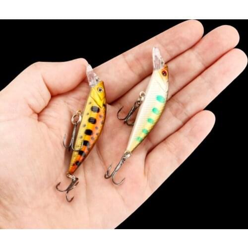 6cm/6.1g Artificial Minnow Sinking Wobblers Plastic Fishing Bait 3D Eyes Sharp Hooks High Quality Fishing Lure Hard Lure