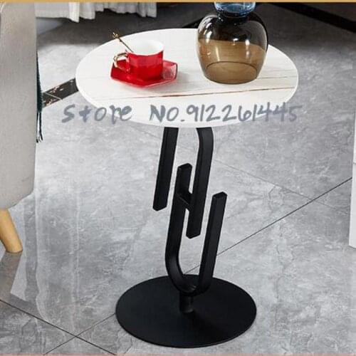 Italian Minimalist Design Rock Board Side Sofa Round Small Side Table Modern Living Room Round Table Balcony Marble Corner Table