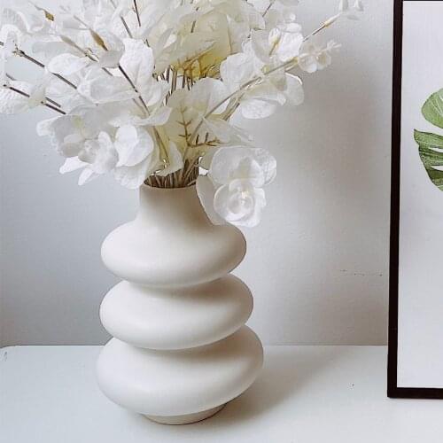 Nordic Ceramic White Flower Vase Decoration Home Office Table Centerpieces Courtyard Living Room Plant Pot Wedding Arrangement