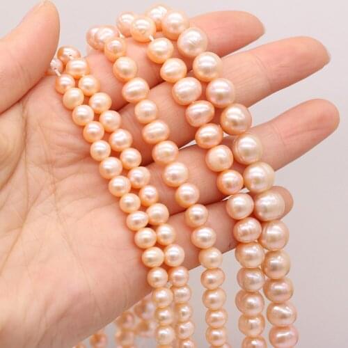 High Quality 100% AA Natural Freshwater Pearl Round Pink Beads for Jewelry Making Bracelet Necklace Accessories