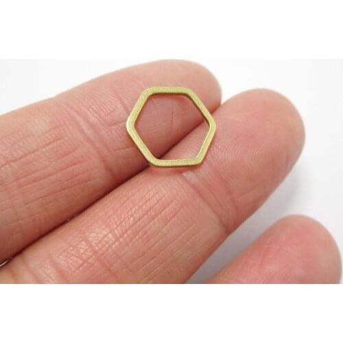 Brass connector 12x1mm Hexagon brass pendant Geometric brass findings -50pcs R503