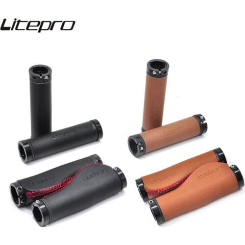 Litepro Bicycle Grip PU Leather Handlebar Grips Locked Folding Road Mountain Bike BMX Comfortable Handle Cover Cycling Parts