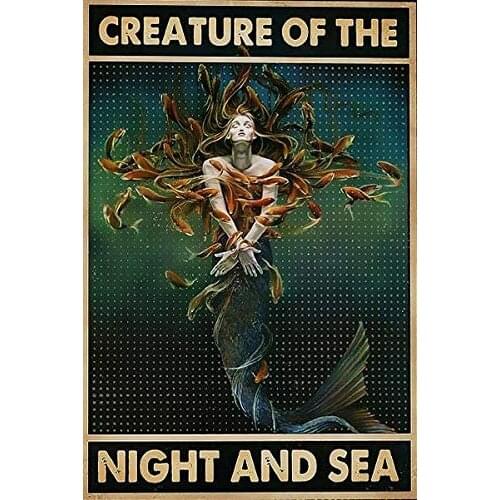 Metal Plaque (Creature of THE Night and Sea) High Quality Retro Bar Home Tin Sign Wall Decoration Metal Plate 8x12 Inches