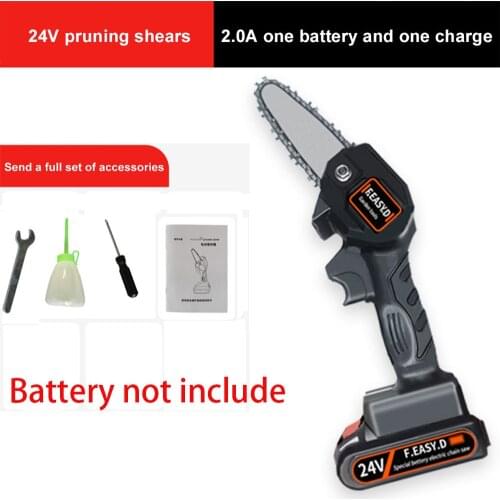 24V Mini Electric Chainsaw Portable 4 Inch Pruning Saw Rechargeable Cordless Electric Pruner Branch Pruner Wood Cutter