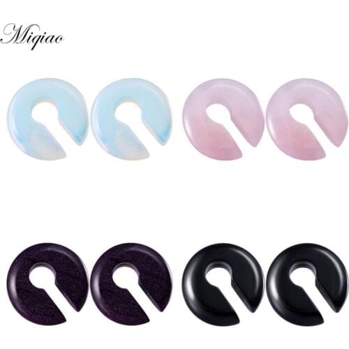 Miqiao 2pcs New Product Personality Multicolor Round Keyhole Stone Exquisite Piercing Jewelry