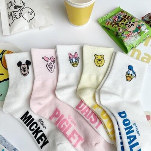 1 pairs Disney Anime figure Summer Donald Duck Mickey Minnie mouse tube socks Cartoon casual xxx boy and girls Princess sock min