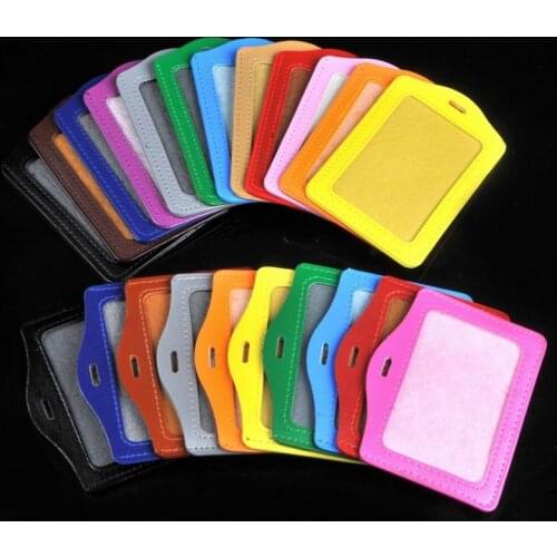New arrive 500 pcs Assorted Color PU Leather ID Badge Card Holder Horizontal Vertical Retractable Reel Key Clip