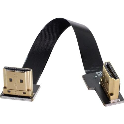 CY Male HDTV FPC Flat Cable to FPV Dual 90 Degree Right-Up Angled HDMI Type A Male for FPV HDTV Multicopter Aerial Photography
