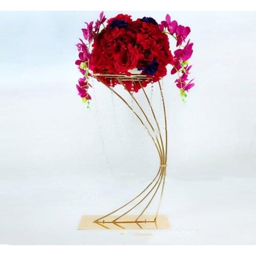 Gold Flower Stand 82CM/ 32.3" Tall Metal Road Lead Wedding Centerpiece Flowers Rack For Event Party Home Decoration