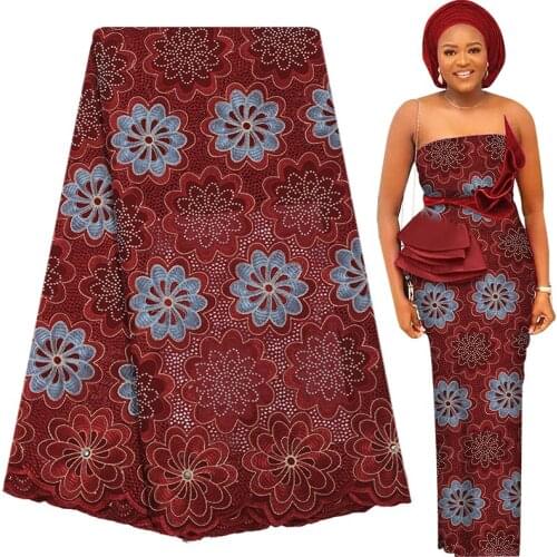 Fabricbob 2021 New 100% Cotton Swiss Voile Lace 2.5 Yards Nigerian Lace Fabrics High Quality African Lace Fabric