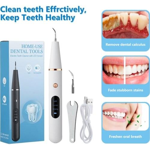 Teeth Whitening Dental Scaler Ultrasonic Calculus Remover Portable Tartar Cleanning Tool USB Rechargable Tooth Whitening Scaler