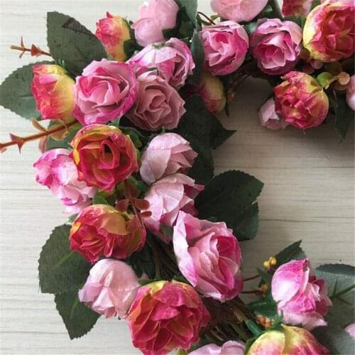 Vintage Art Simulation Rose Flowers Wreath 36cm Heart Shaped Valentines Day Garland for Door Home Party Wedding Decor can CSV