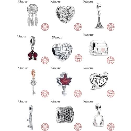 New Dreamcatcher Maple leaf diy fine Bead fit original Pandora charms 925 sterling silver Bracelet for women fashion jewelry