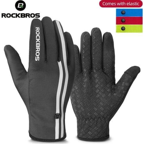ROCKBROS Touchscreen Winter Thermal Warm Gloves MTB Road Bicycle Motorcycle Gloves Relective Sports Anti-slip Full Finger Gloves
