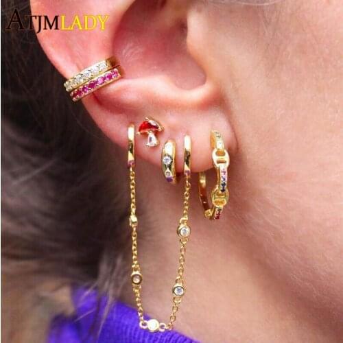 2019 high quality 1 PIECE Pastel rainbow cz circle ear cuff gold silver color no piercing fashion women clip on earring