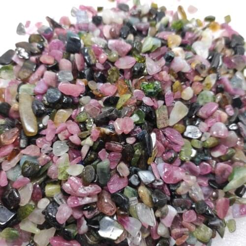 100g natural Brazilian tourmaline stone gravel green balck crystal tourmaline stone rough watermelon tourmaline stones