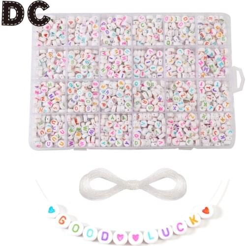 1200PCS/Box 7mm Acrylic English Letter Beads DIY Alphabet Letters Set Bracelet Necklace Jewelry Making Charms Pendants