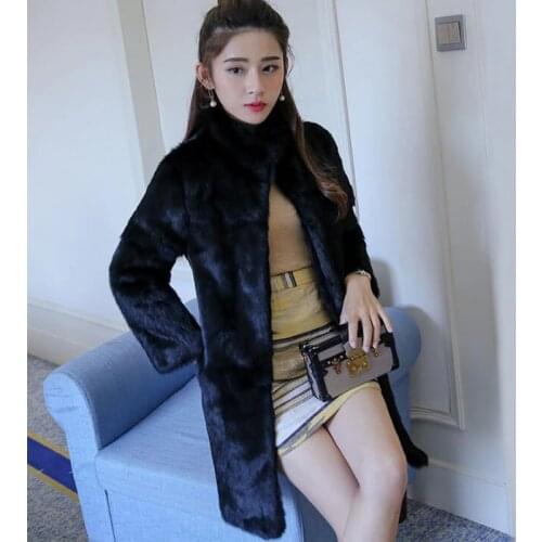 2020 New Arrival TONFUR Natural Full Whole Skin Genuine Rabbit Fur Coat with Keep Warm Mandarin Collar for lady sr335