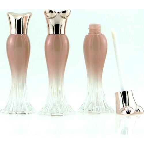 3ml Mermaid Plastic Lipgloss Tube Gradient Pink Lip Glaze Lipstick Tube Cosmetic Lip Gloss Packaging Container 10pcs