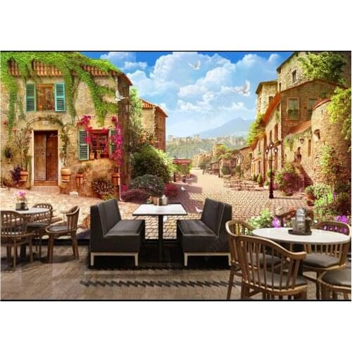 3d photo wallpaper custom mural Retro European Architecture Street Scenery home decor in the living room Wallpaper for walls 3d