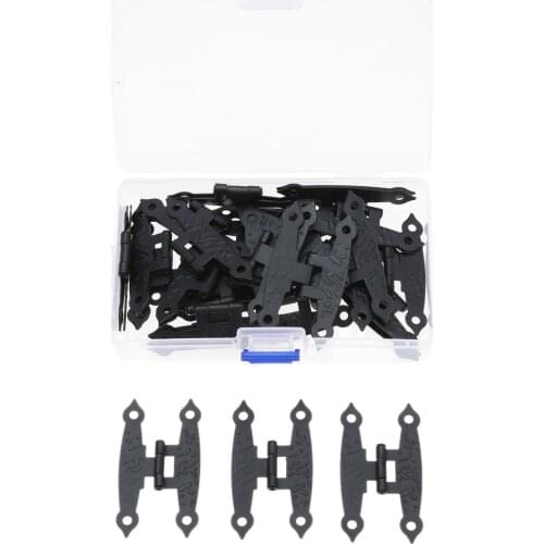 40Pcs 65*33mm Iron Jewelry Wood Box Cabinet Door Luggage Furniture H Hinges Set Decorative Hinge with Storage Box& 160Pcs Screws