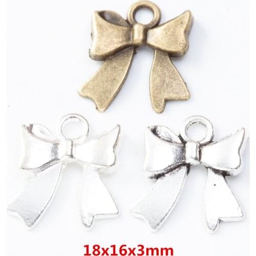 55 pieces of retro metal zinc alloy Bow Pendant for DIY handmade jewelry necklace making 8099