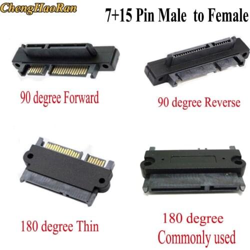 90/180 Degree Elbow SATA 2.5/3.5 Hard Disk Adapter Right Angle 7+15 pin SATA 22p Male to Female Adapter Converter Connector