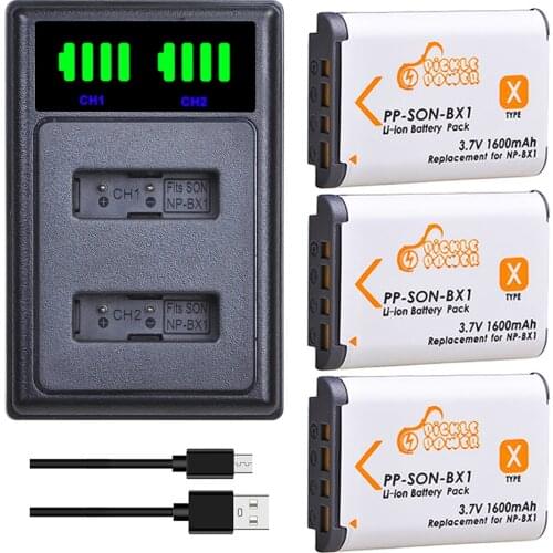 NP-BX1 NPBX1 Battery and New LED USB Dual Charger with Type C Port for Sony DSC-RX100 DSC-WX500 IV HX300 WX300 HDR-AS15 X3000R