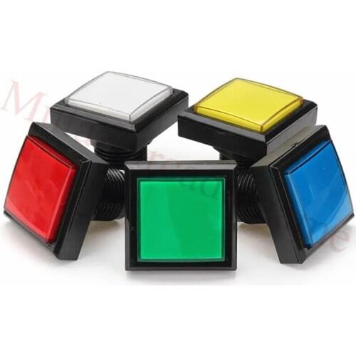 Free Shipping 5PCS/Lot Factory Price 44*44mm Square Push Button Arcade 12V LED Momentary Push Buttons Illuminated Push Button